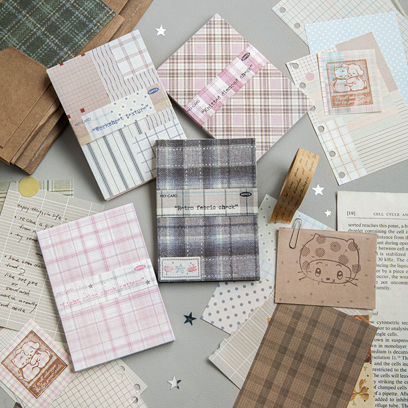 Photography Journal - 50枚入り クリエイティブな格子柄デコレーション スクラップブック ヴィンテージ素材紙キット DIY ジャンクジャーナル