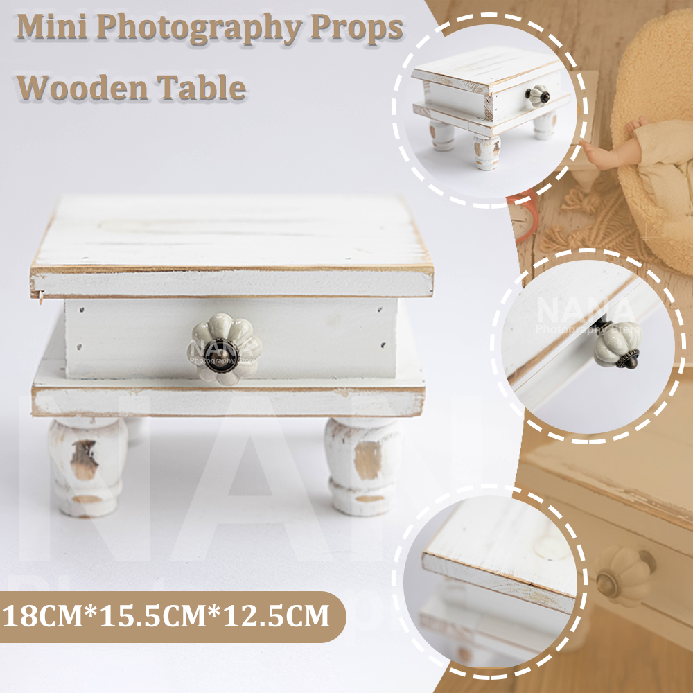 Photography Desk - 生まれたばかりの写真のためのミニ手作り木製スクエアテーブル,小さなティーデスク,ヴィンテージ,写真撮影アクセサリー,ベビーアクセサリー,0〜1か月