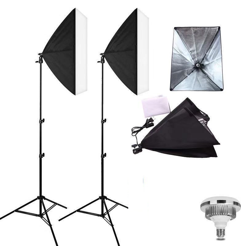 Strobe Light Studio - プロの写真ソフトボックス照明キット、連続ライトシステム、写真スタジオ用ソフトボックス、写真機器、50x70cm