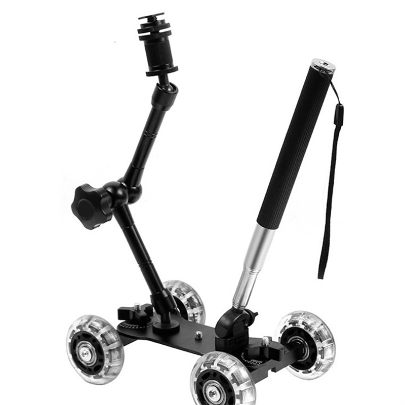 Camera Slider Rail - モバイルローリングスライディングドルリースタビライザースケータースライダーカメラテーブルスライダードレイリーミニビデオカースタビライザー魔法の腕
