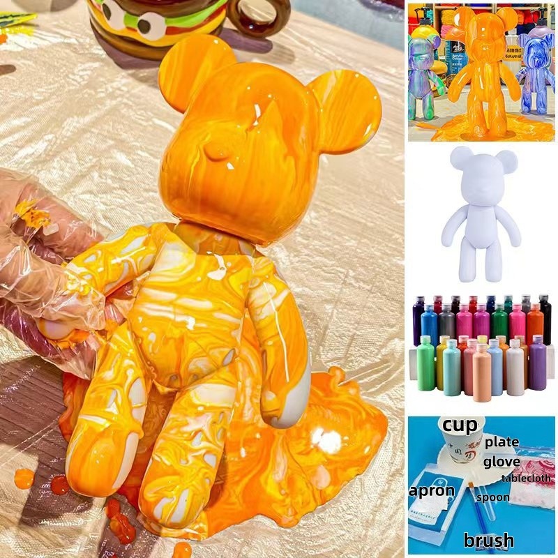 Photography Desk - 23 センチメートル DIY ペイント流体クマフィギュア手作り顔料人形白ビニールクマ置物彫刻テーブルアクセサリー家の装飾ギフト