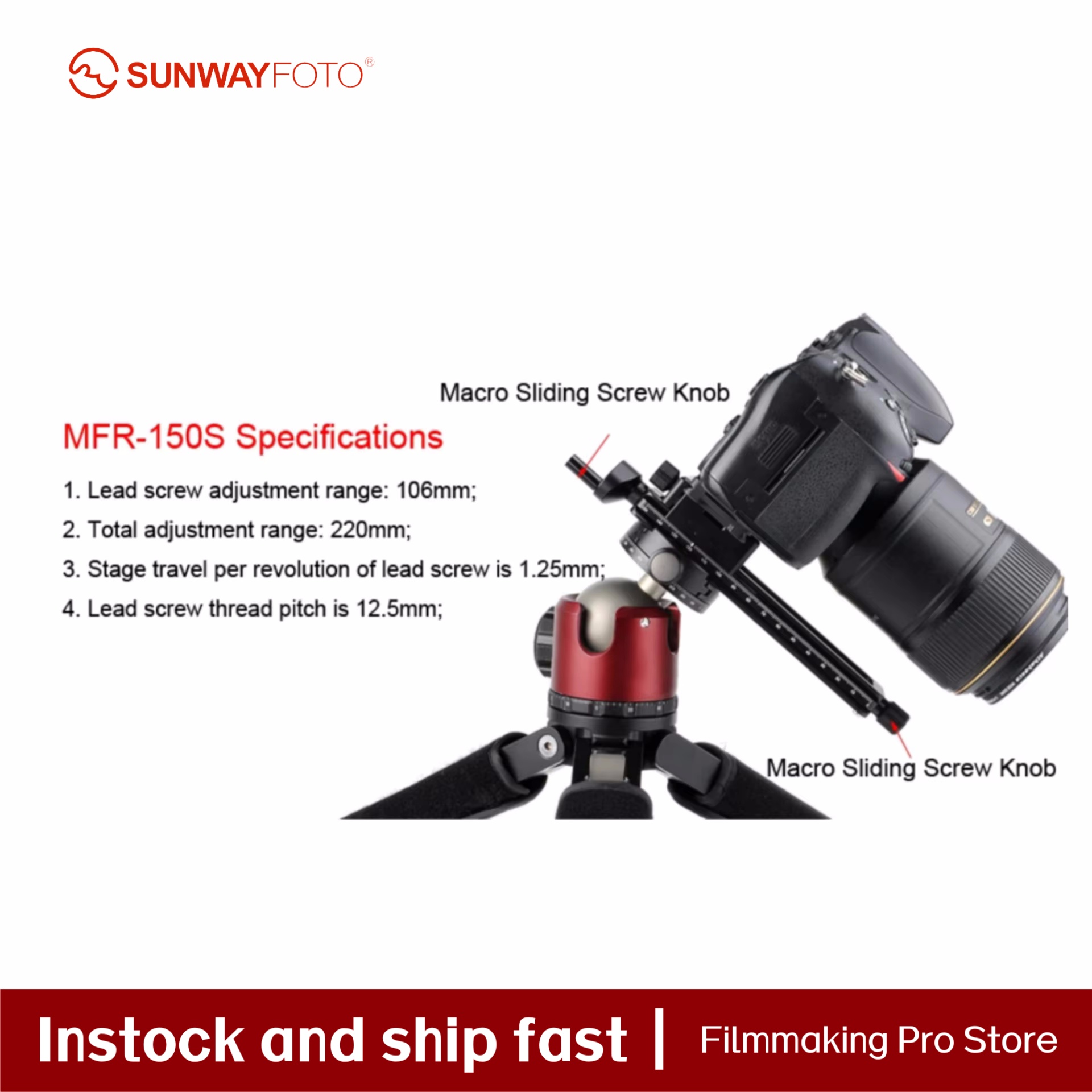 Camera Slider Rail - SUNWAYFOTO カメラアクセサリー三脚ヘッドマクロ写真撮影フォーカスマクロフォトグラフィー三脚フォーカシングレールスライダー、Compati