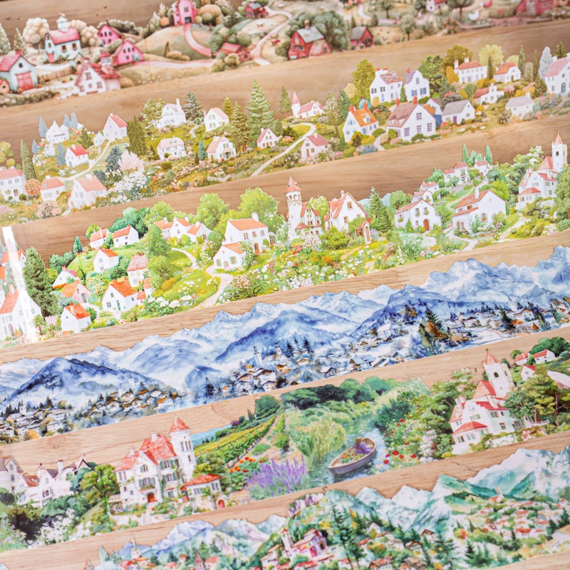 Photography Journal - 6ロール 6Cm×200Cm 村をテーマにしたテープ ペットテープセット リトルヴィレッジシリーズ-ペット防水、自己粘着-ギフト包装袋シールステッカーテープ、風景ペットテープ、さまざまなシナリオに適しています、スクラップブックフォトアルバム日記デコレーション薄いステッカーとノートブックアクセサリージャンクジャーナルデコレーションステッカー、スクラップブック用品、アートとクラフトデコレーションデカール