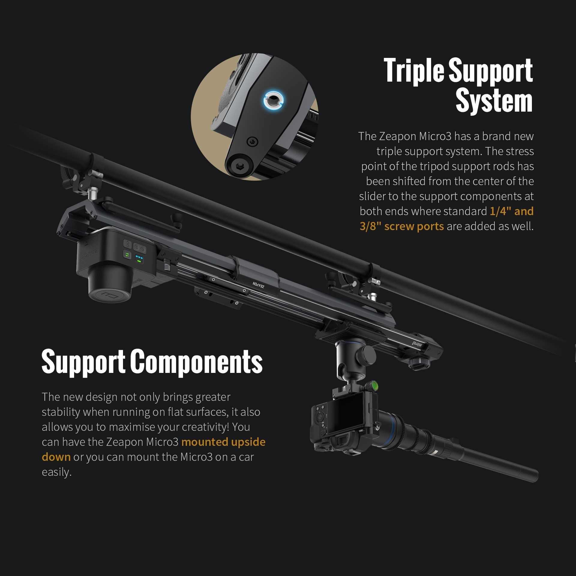 Zeapon-ポータブル電動DSLRカメラスライダー、マイク - Camera Slider Rail のレビューと価格
