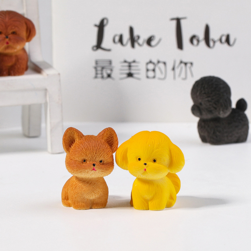 ミニキュートドッグ漫画犬モデル樹脂フィギュアシミュレーション - Photography Desk のレビューと価格