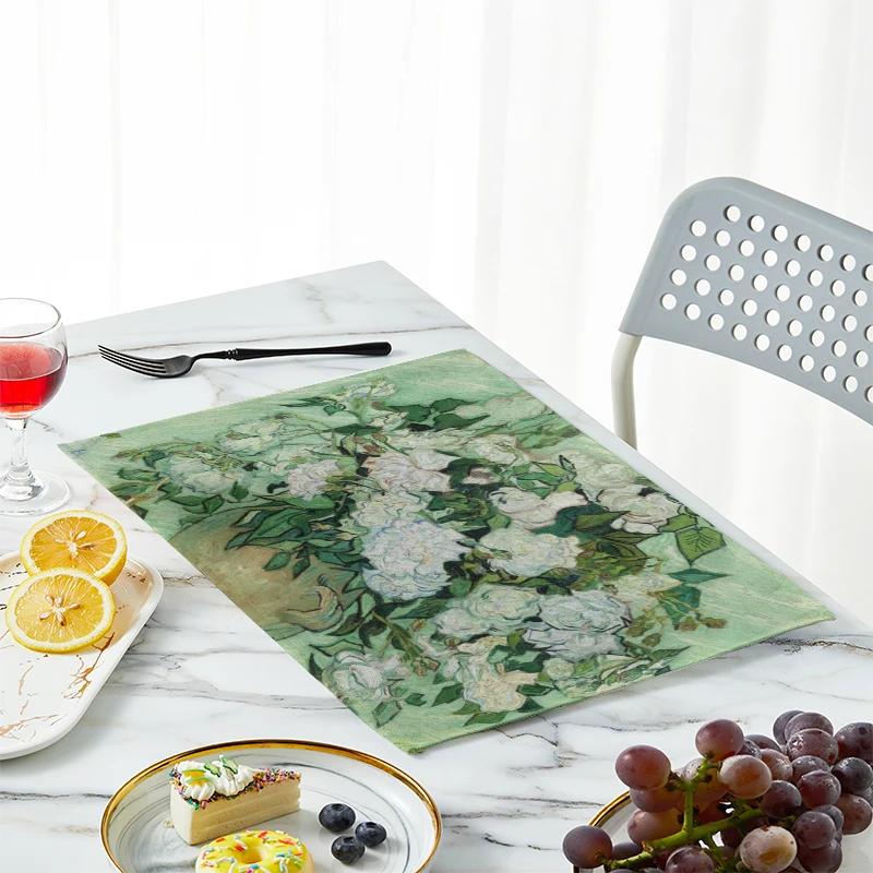 新しいゴッホ油絵テーブルマットヴィンテージアートテーブルクロ - Photography Desk のレビューと価格