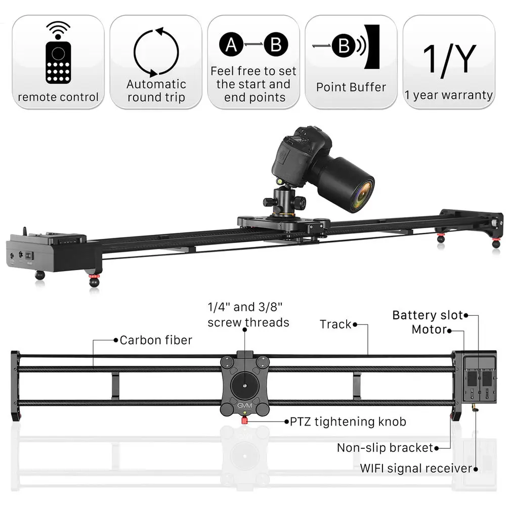 GVM GT-120WD 47インチ電動ドリーカメラスライダ - Camera Slider Rail のレビューと価格