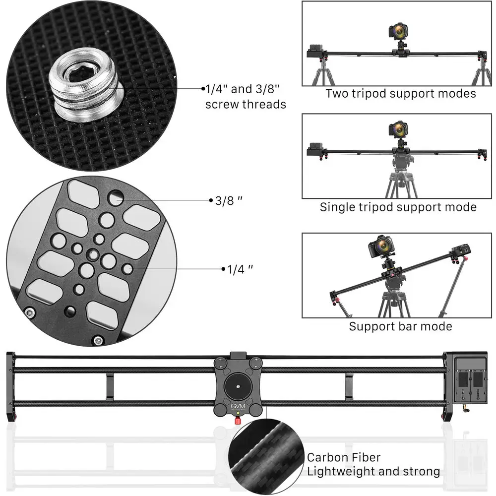GVM GT-120WD 47インチ電動ドリーカメラスライダ - Camera Slider Rail のレビューと価格