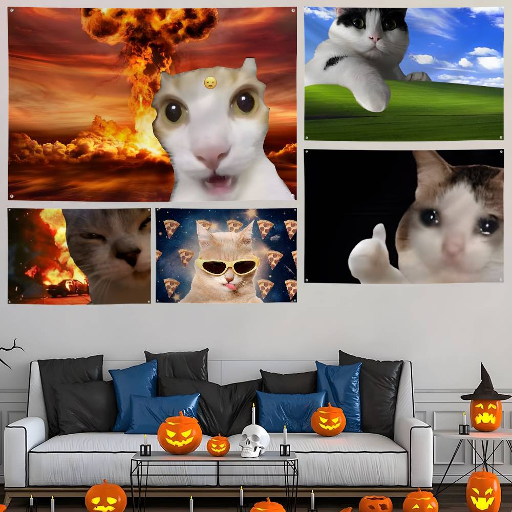 興味深い猫の写真旗カスタムフラグ壁掛けタペストリー屋外装飾旗 - Photography Interest のレビューと価格