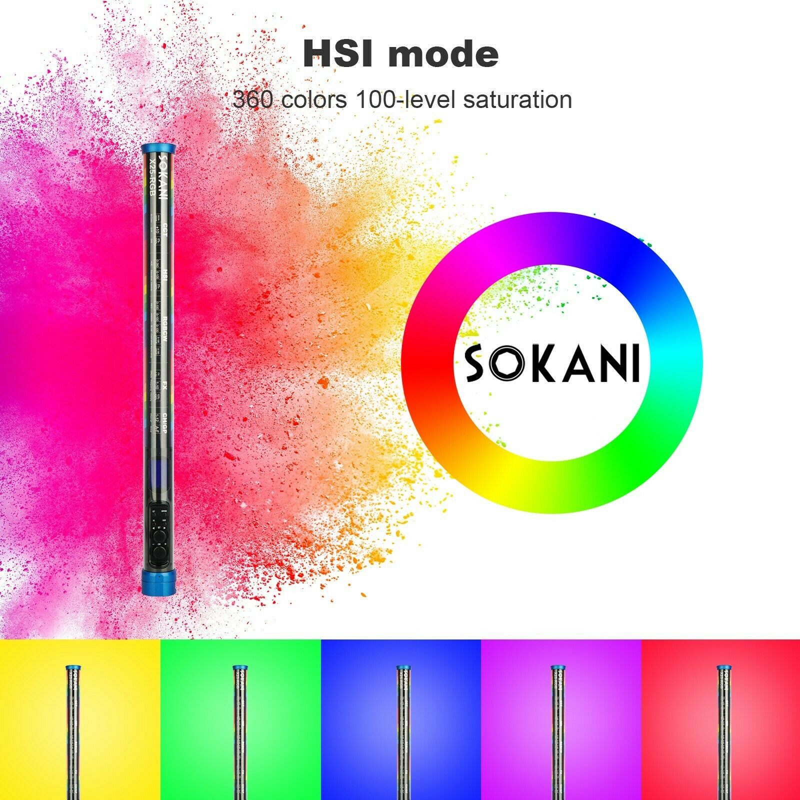 Sokani X25 RGB LED ビデオライト ハンドヘ - Strobe Light Studio のレビューと価格