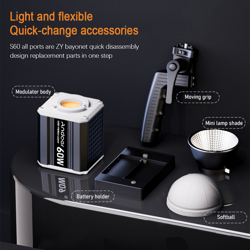 Andoer 三色 LED 60W COB 撮影ライト ビデ - Strobe Light Studio のレビューと価格