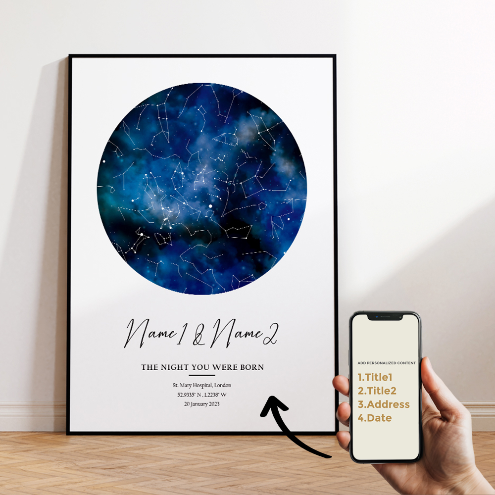 現代風カスタムパーソナライズ夜空星図ウォールアートキャンバス - Photography Image のレビューと価格