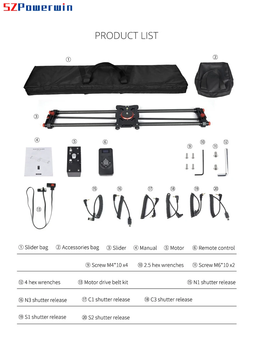 SZPowerwin 80CM プロフェッショナル電動カメラ - Camera Slider Rail のレビューと価格