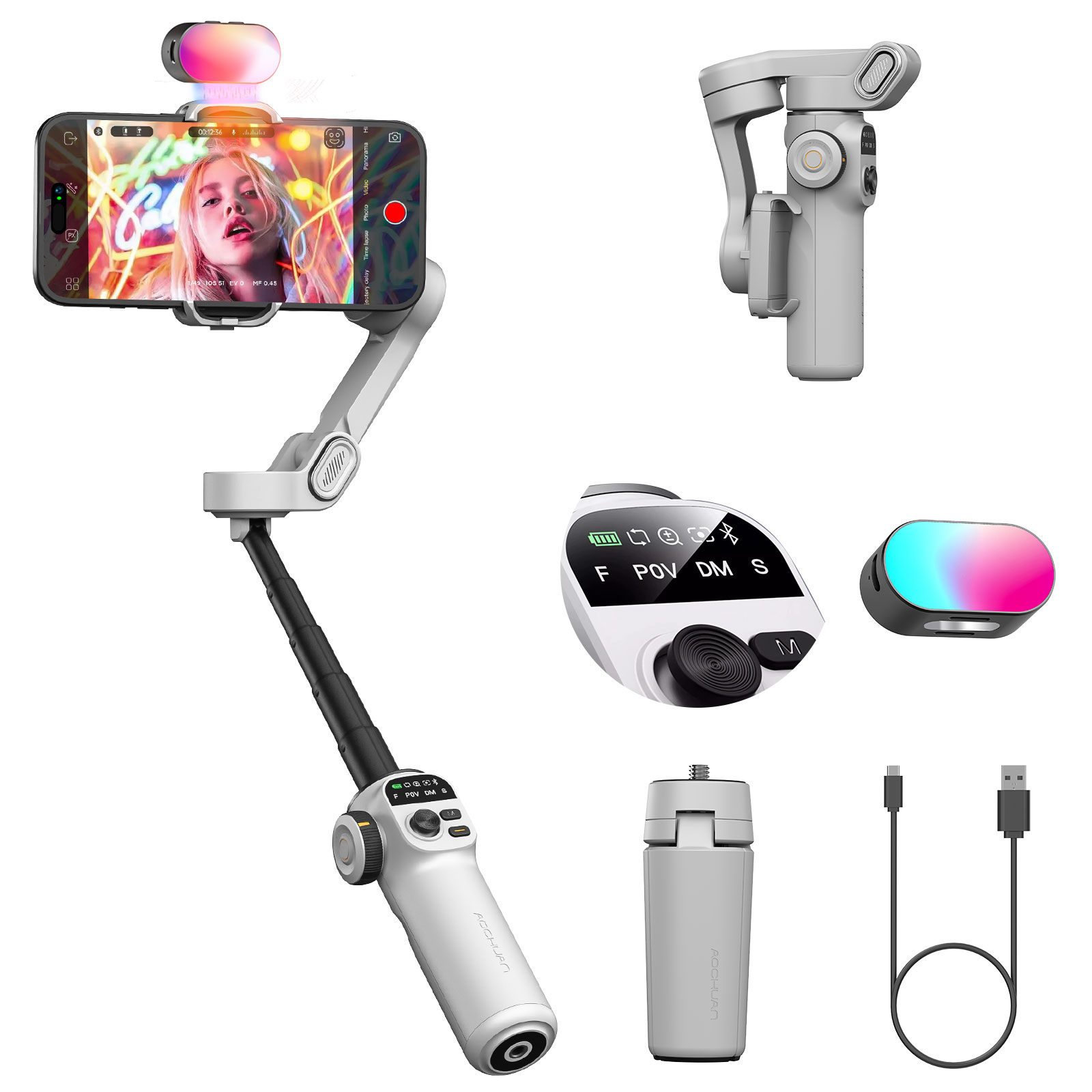 Aochuan Smart X2キット ホワイト 3軸ハンド - Handheld Stabilizer Gimbal のレビューと価格